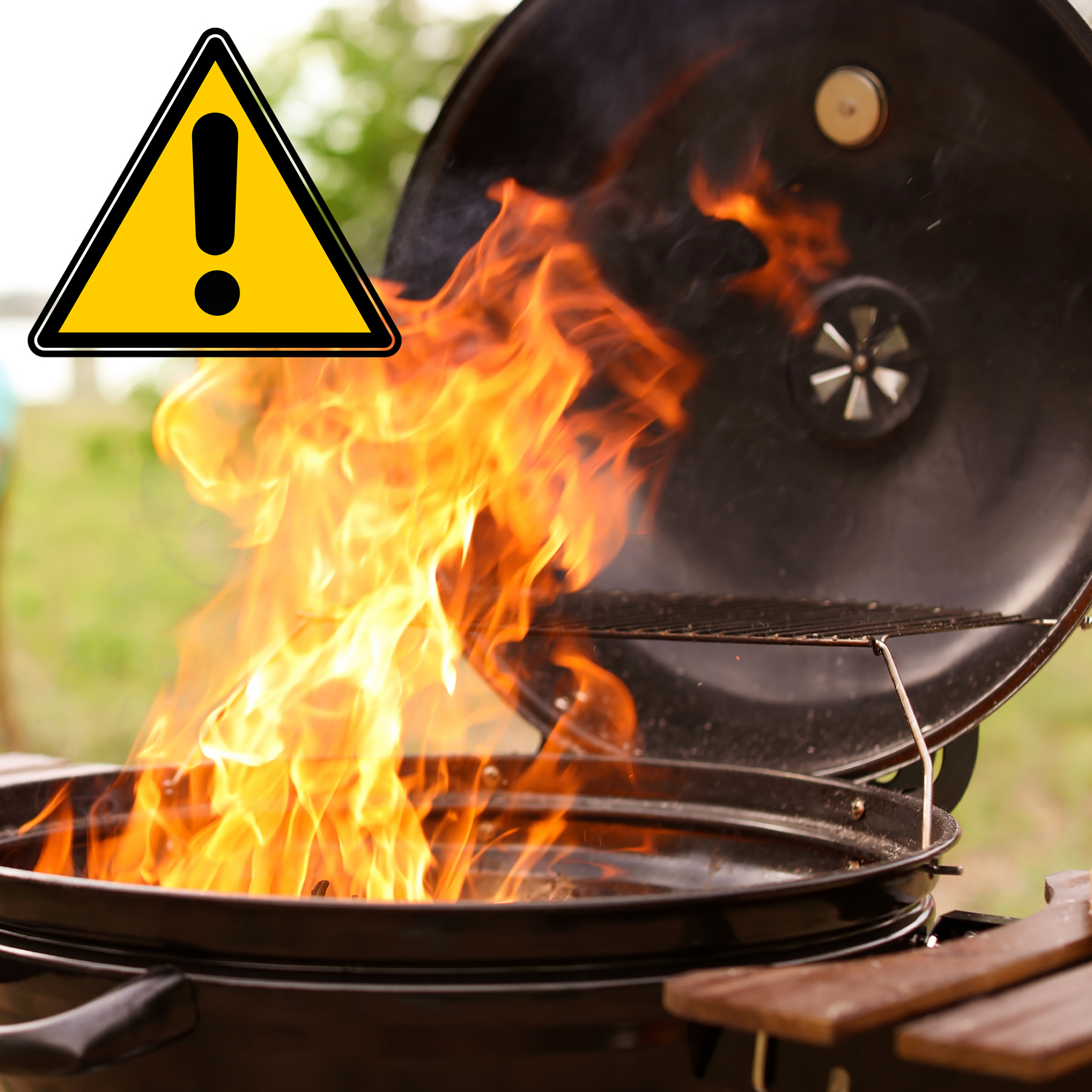 Barbecue with flames
